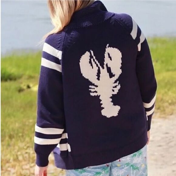 J. Crew Lobster Knit Long Sleeve Full Zip Cardigan Sweater Jacket - Picture 12 of 12